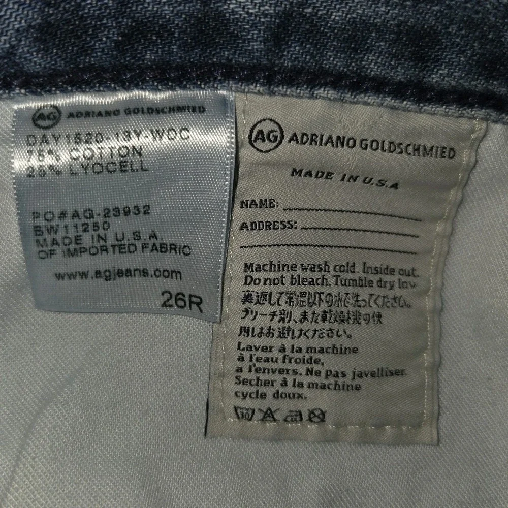 AG Adriano Goldschmied Boyfriend Jeans Women's 26R Drew Straight 31x26 Mid-Rise